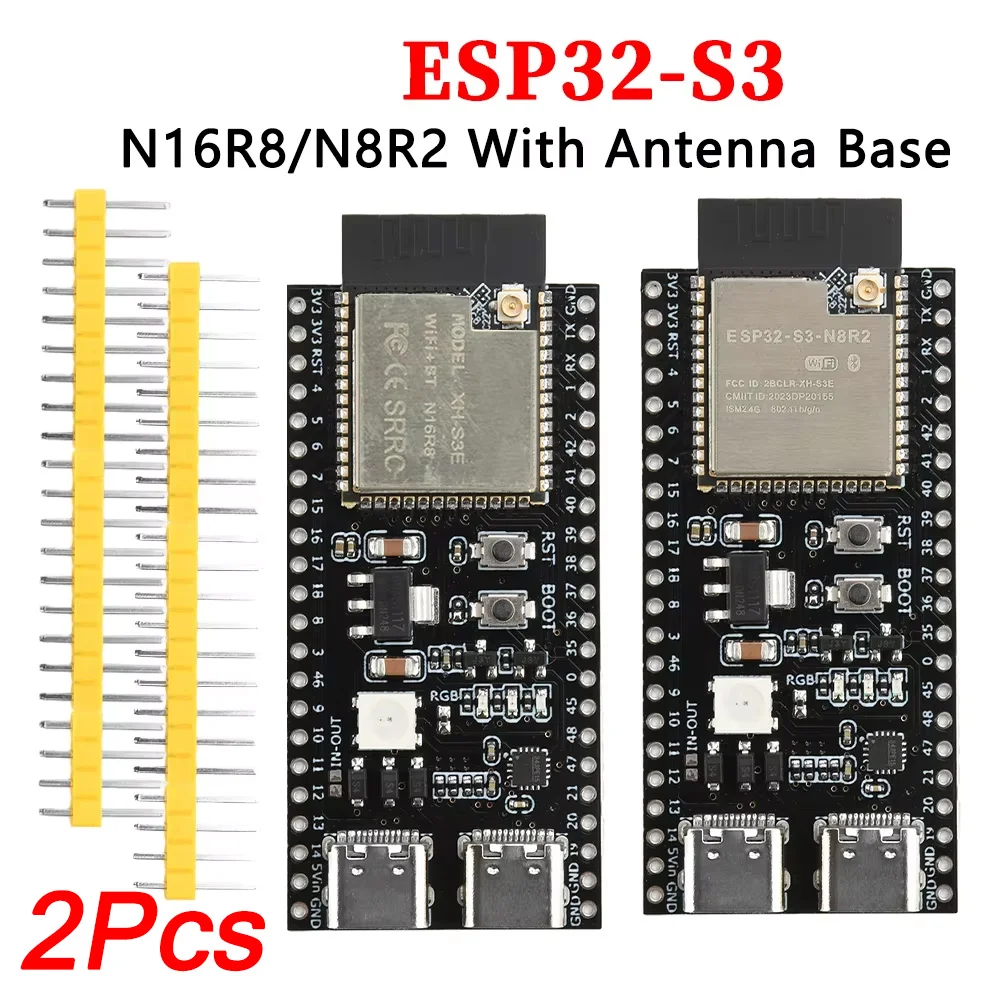 

ESP32 S3 WiFi Bluetooth Development Board with ESP32-S3 N16R8/N8R2 Module with Antenna Socket Dual Type-C Development Board