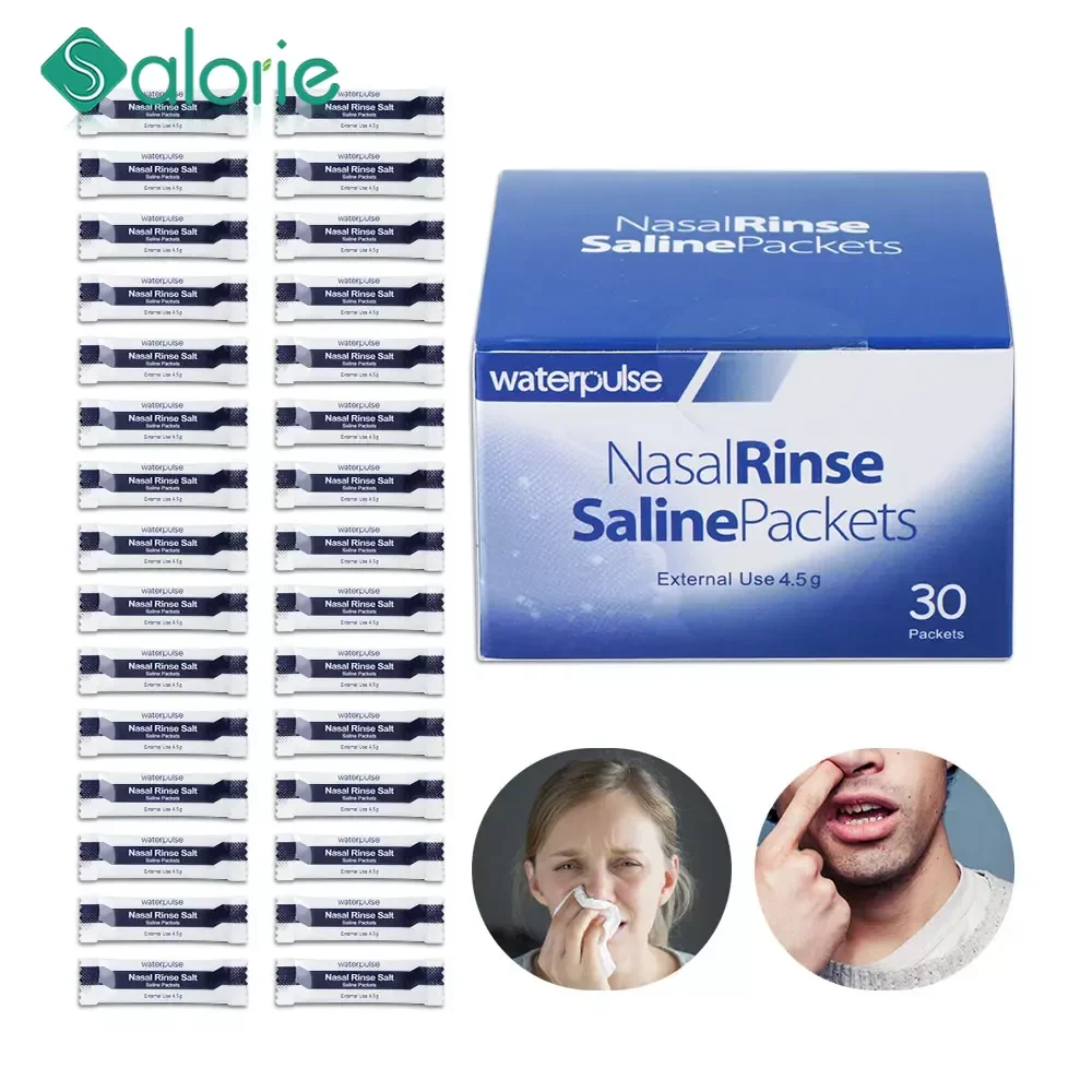 Salt Nasal Cleaner para Adultos e Crianças, Rinite Alérgica, Limpo, Fácil Dissolver, Lavar Nariz, 2,7g, 4,5g, 30Pcs