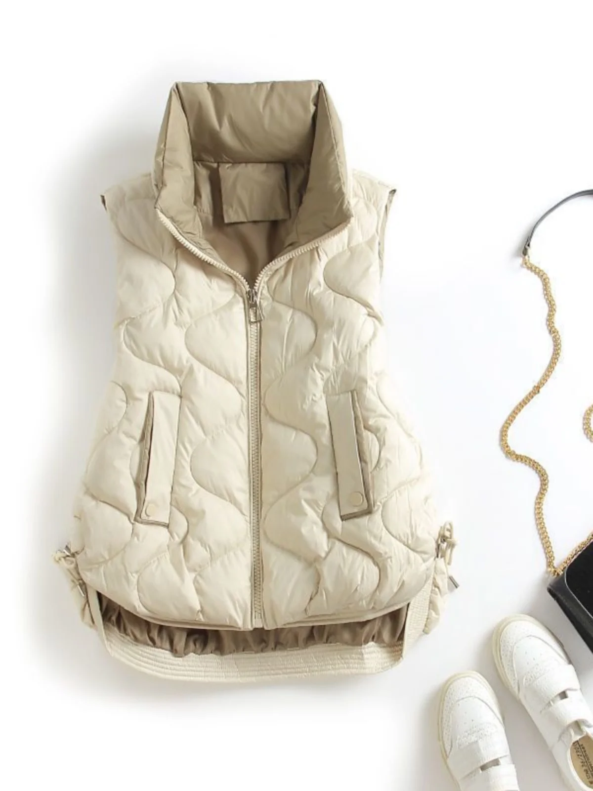 Thiened col montant chaud femmes gilet 2025 nouveau Sle couleur Blo grande taille vers le bas coton gilet fermeture à glissière couleur Pure