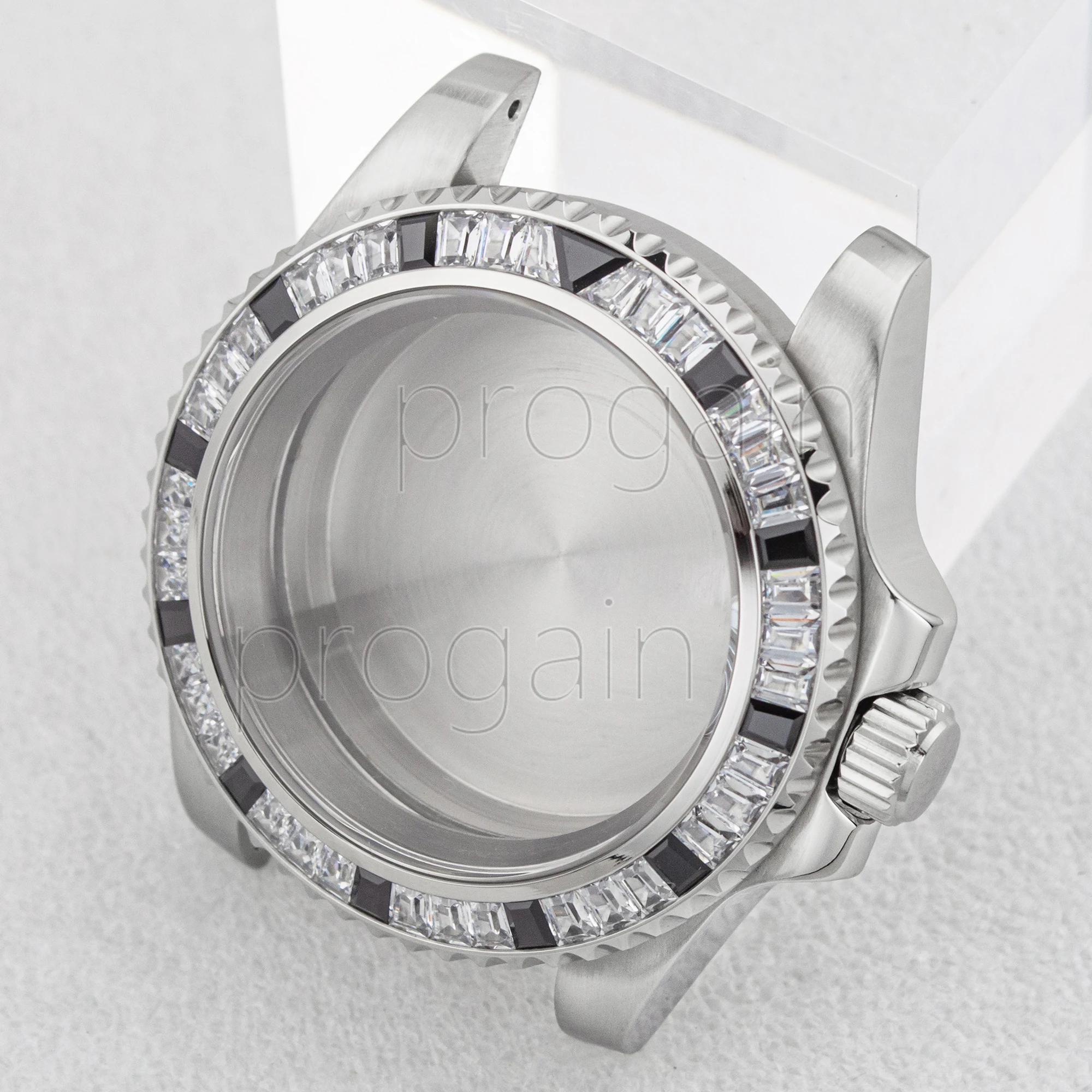 

NH35 Case 316L Stainless Steel Diamond Watch Case Sapphire Glass Transparent Bottom for SUB GMT NH35/36 Automatic Movement Parts