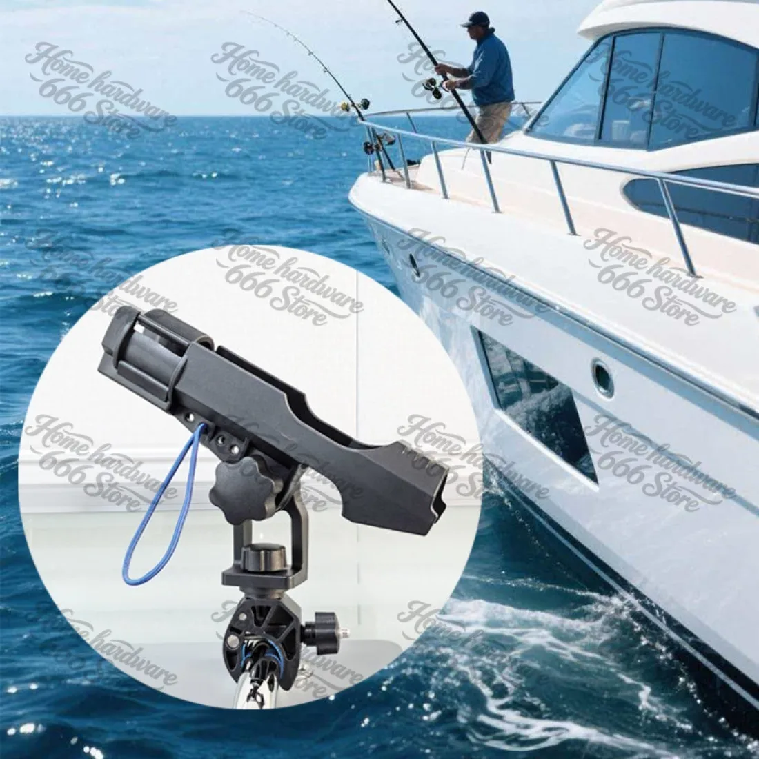 Marine Adjustable Fishing Rod Bracket, Yacht Sea Fishing Rod Holder, Fishing Rod,  Bucket