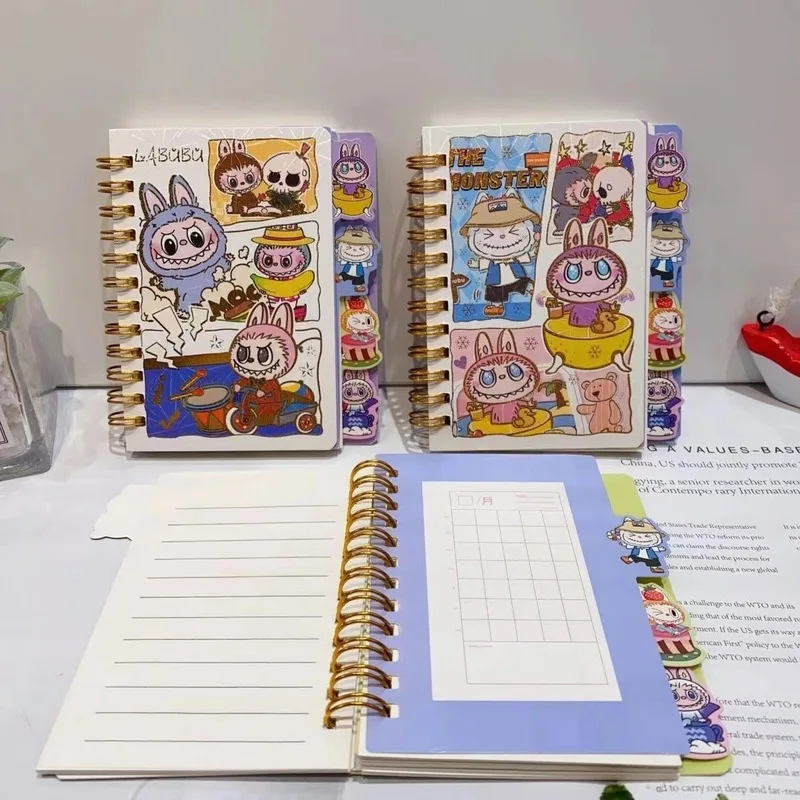 4-piece/set coil notebook cute Labubu cartoon coil notebook horizontal line elementary school portable notebook stationery gift