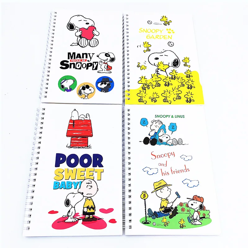 4pcs/lot Creative Snoopy Memo Pad Coil Notepad Kawaii Dog Notebook Stationery Label Planner Sticker Post School Supplies