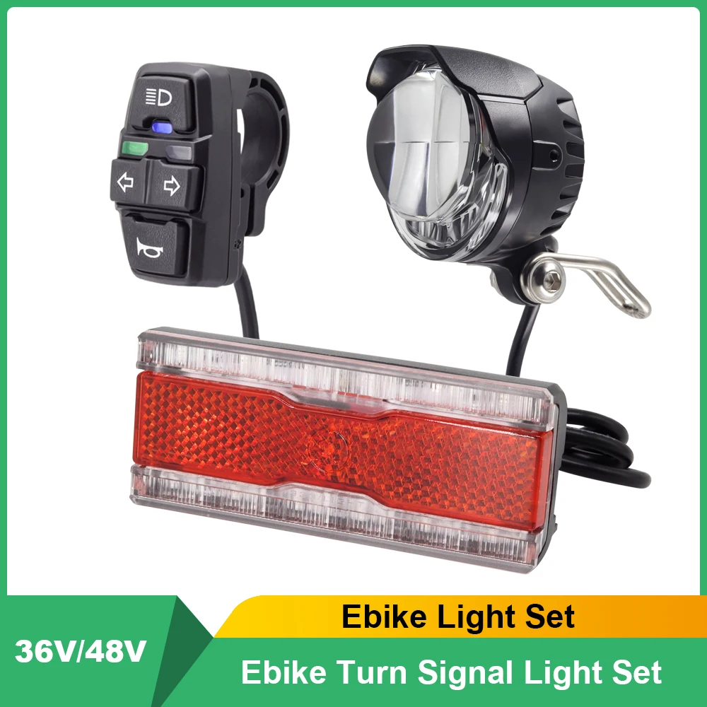 Ebike Turn Signal Rear Light Brake Include 36V 48V E-Bike Headlight with Switch DK336 For Electric Bike and Scooter Lamp