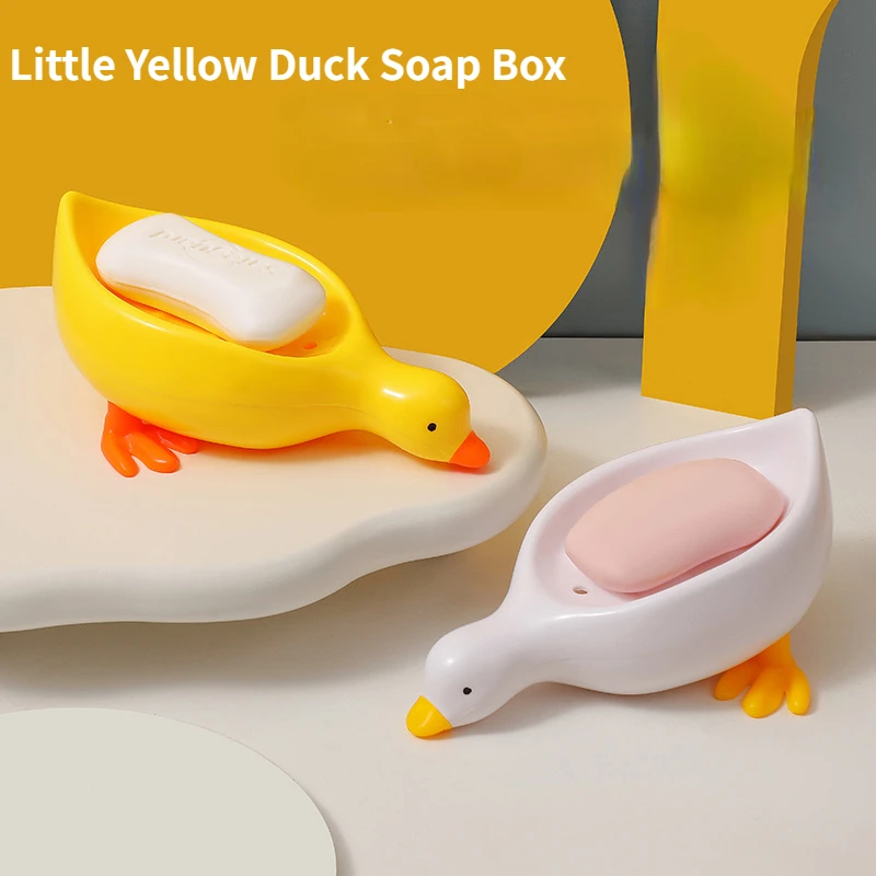 Yellow Duck Shape Soap Box Cartoon Soap Dish Drainable Soap Holder Soap Container Soap Dish for Tray Bathroom Accessories