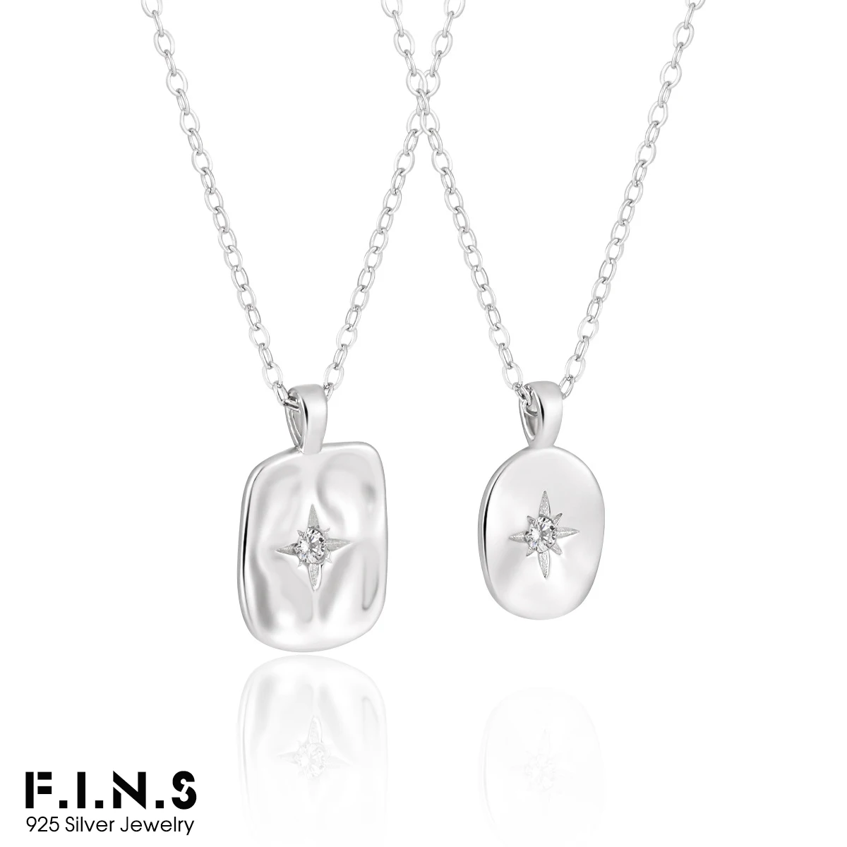 F.I.N.S Original S925 Sterling Silver Star Zircon Necklace Women Geometric Irregular Stackable Tag Pendants Clavicle Chain Gifts