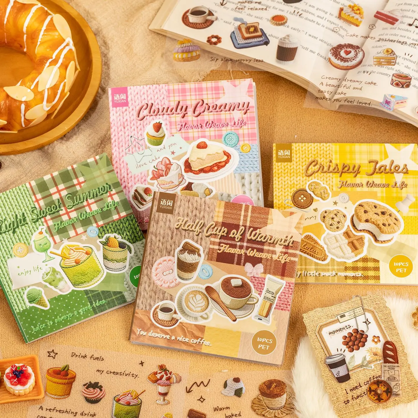 10 Stück/Beutel Lebensmittel- und Getränkemuster Dekorationsmaterial Aufkleber-Buch DIY Notizbuch Scrapbook DIY Scrapbook Gerahmte Alben