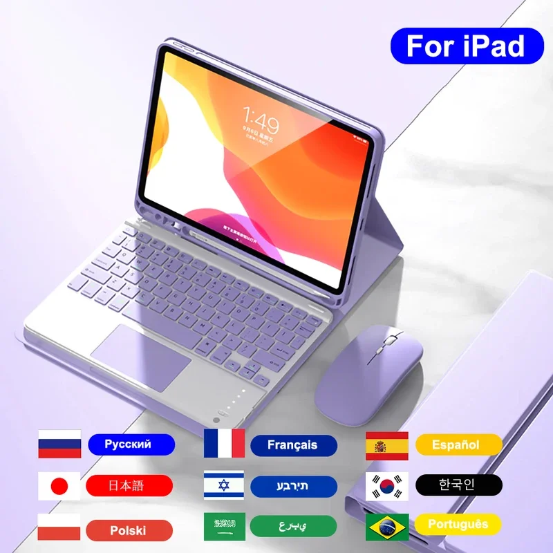 

For iPad 10th Air 4/5 10.9 Inch Generation With Keyboard Case Colorful Magnetic Leather Stand Case Cover For iPad 7 8 9 10.2inch