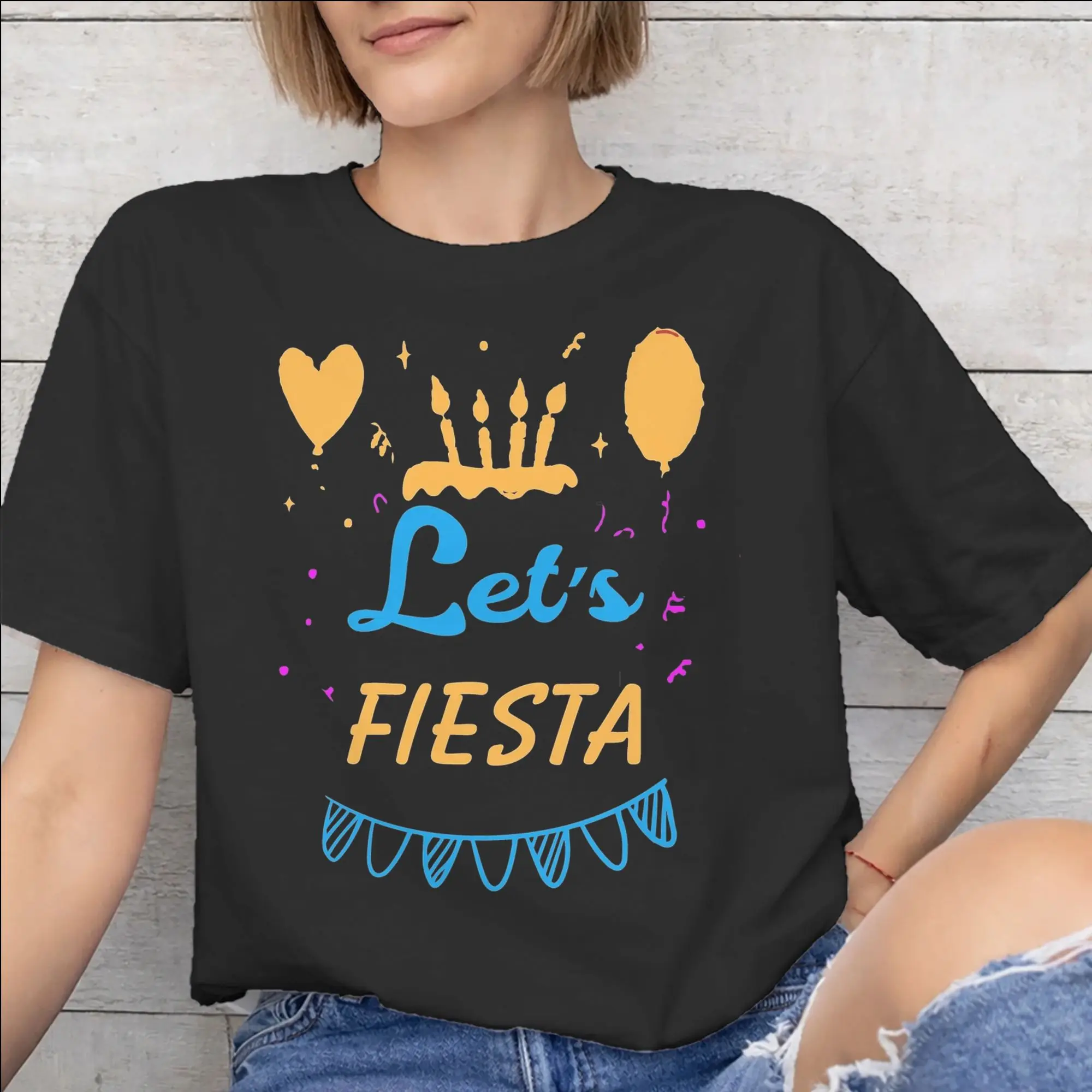 Men Women Graphic Printed Let's Fiesta Cinco De Mayo  T Shirt Tee Cotton  T-shirts Clothing