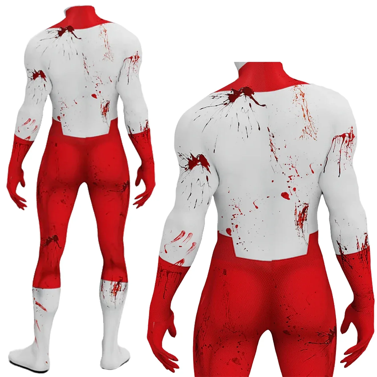 OmniBloody Invincible Mark Grayson Cosplay Superhero Bodysuit Invincible Costume Printed Spandex Zentai Outfit Halloween Costume