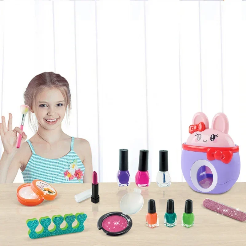 DIY Nail Printer 17Pcs/Set Kids Nail Art Kit Eye Shadow Lipstick Nail Polish Manicure Makeup Toys Kids Gift For Girls