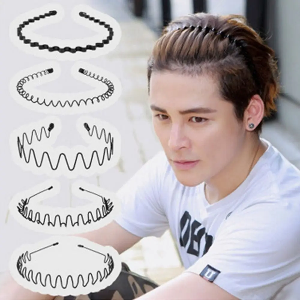 3/5/6/10 PC Fashion Unisex Hair Styling Tool Black Head Hoop Casual Headwear Sports Metal Hairband Wavy Headband