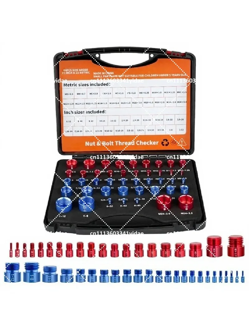 Nut and Bolt Thread Checker, Metric and British 44-Piece Set, Thread Gauge for Fastener Sizing