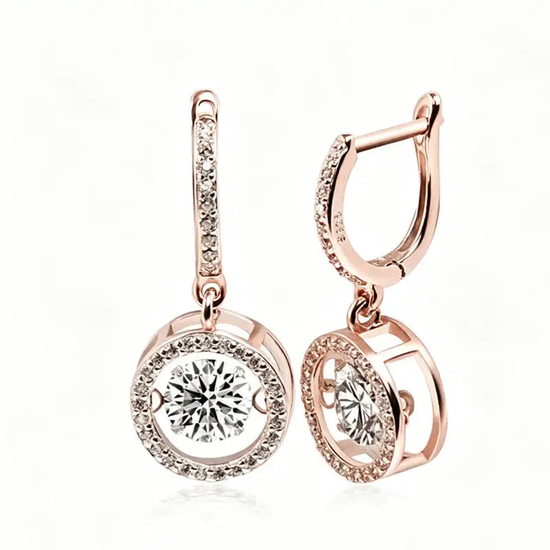 925 Silver Long Bar Double Halo Dangle Rose Gold Color Earrings Multi Color D VVS1 Moissanite Statement Fine Jewelry For Women