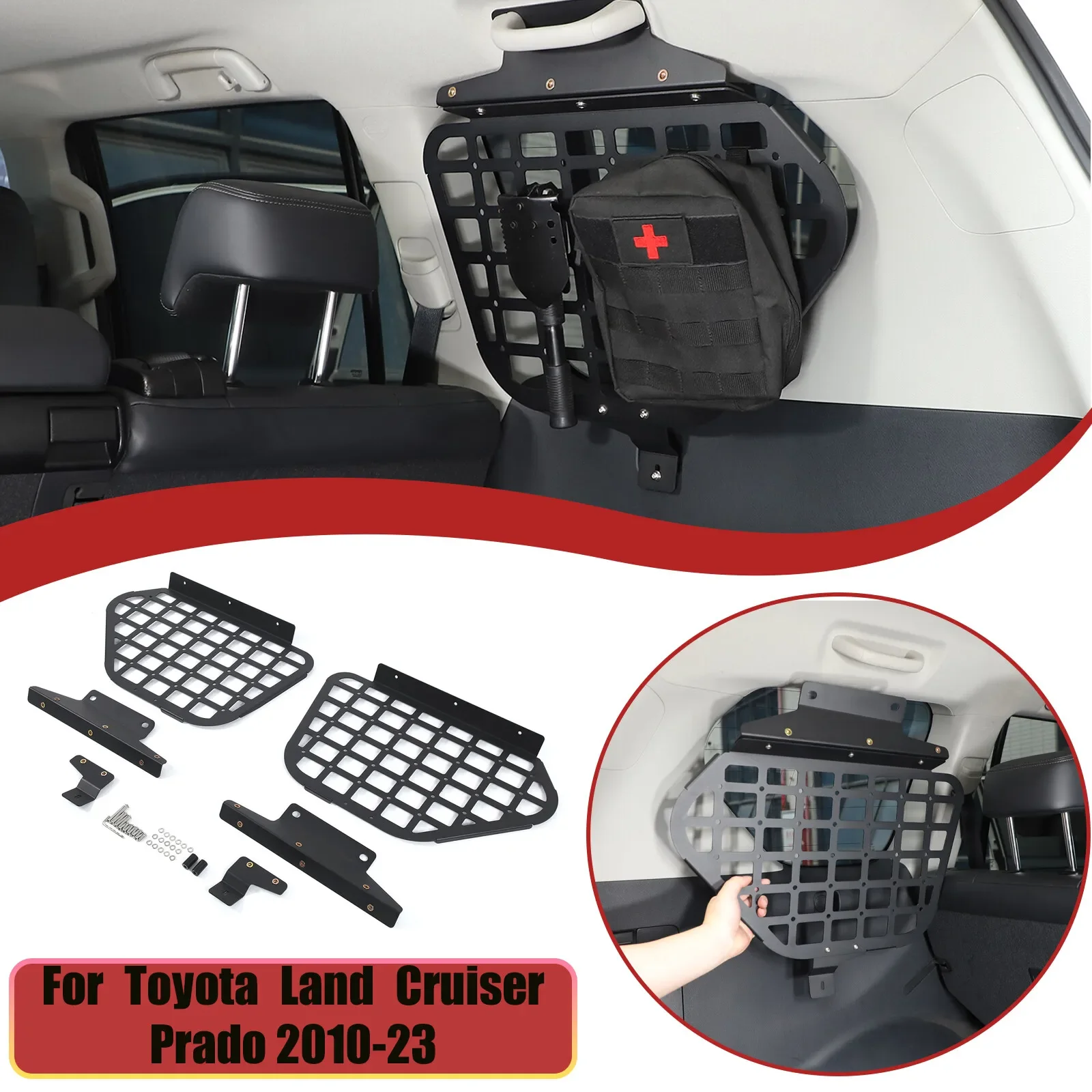 Car Trunk Side Window Molle Panel Accessories For Lexus GX Toyota Land Cruiser Prado FJ150 2010-23 Storage Shelf Organizer Rack