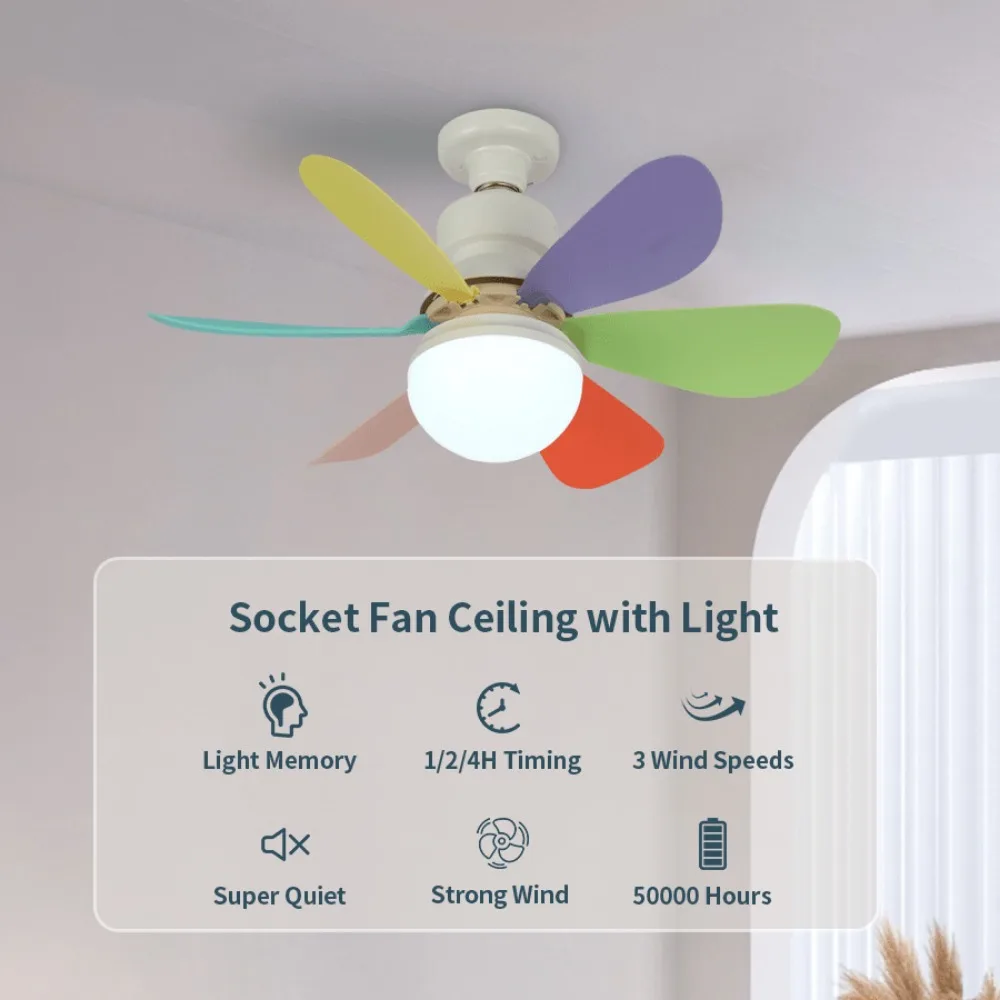 

30W/40W Ceiling Fan with Light and RemoteE27 Noiseless Ceiling Fans Dimmable Led Socket Fan for Bedroom Kitchen Living Room