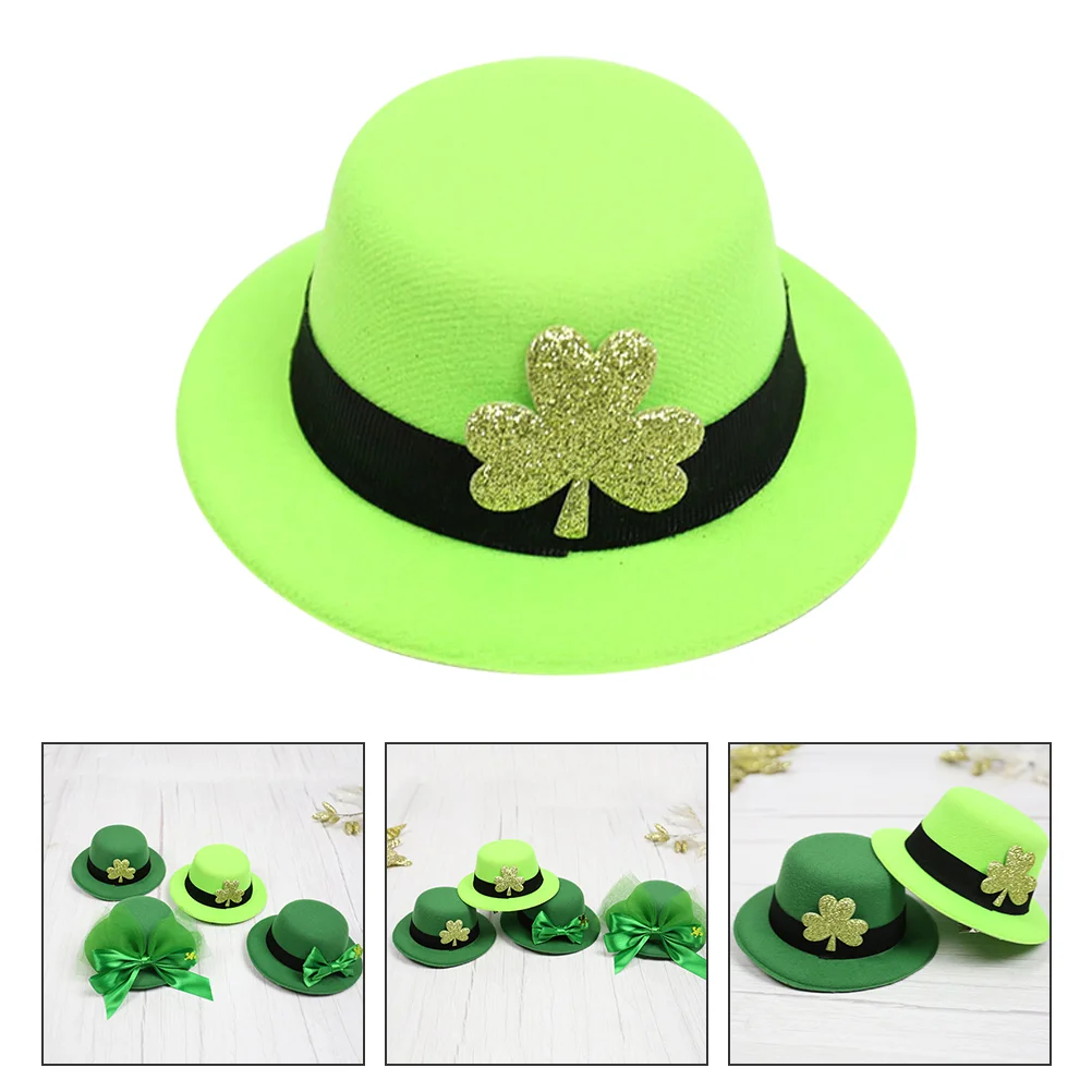 2 Pcs Small Green Hat Hair Card Festival Headbands Cloth St Patrick's Day Clip