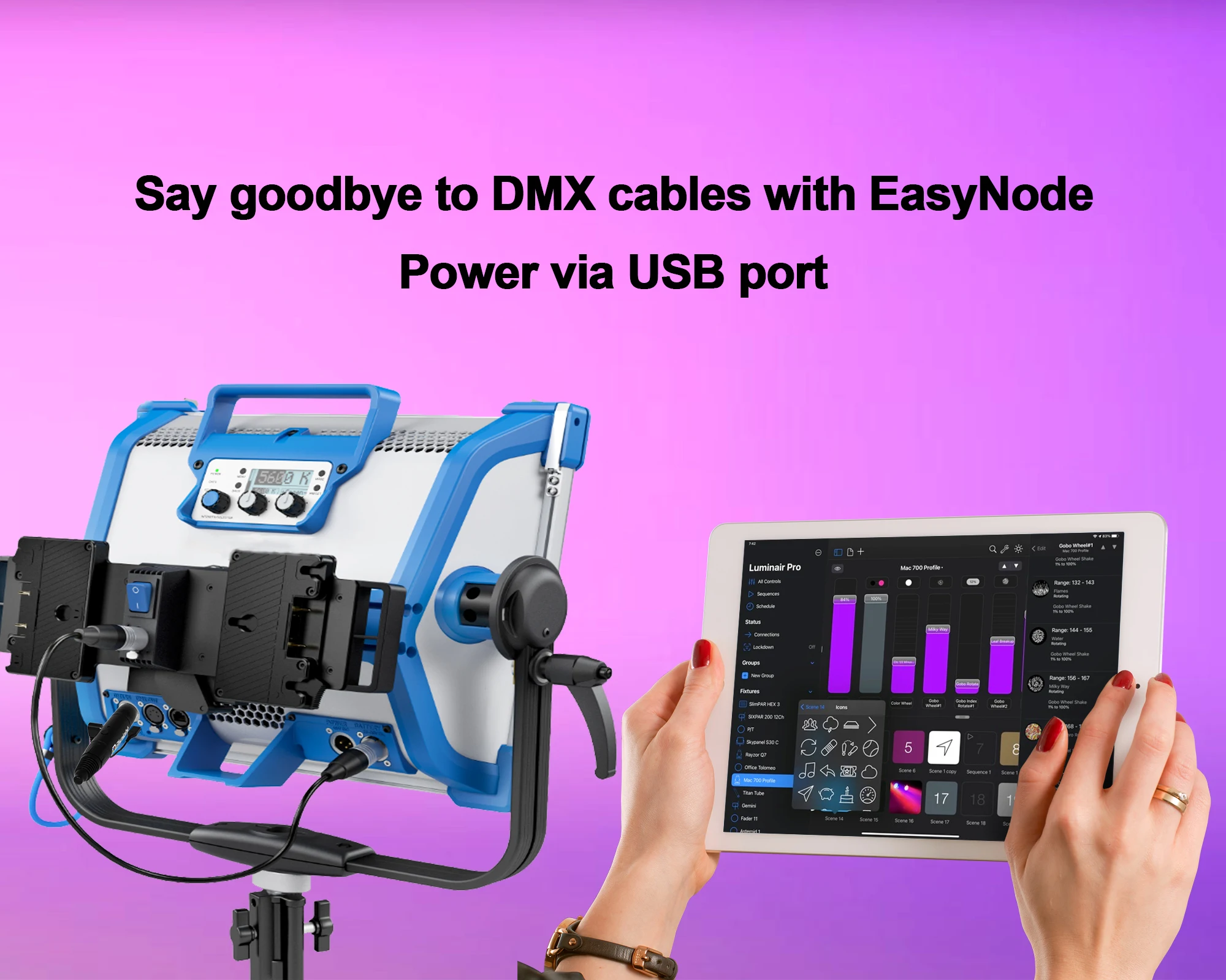 Pknight Wireless WIFI DMX Easynode for Video Light,Photography Lighting,Dimmer and All DMX-Capable Lights