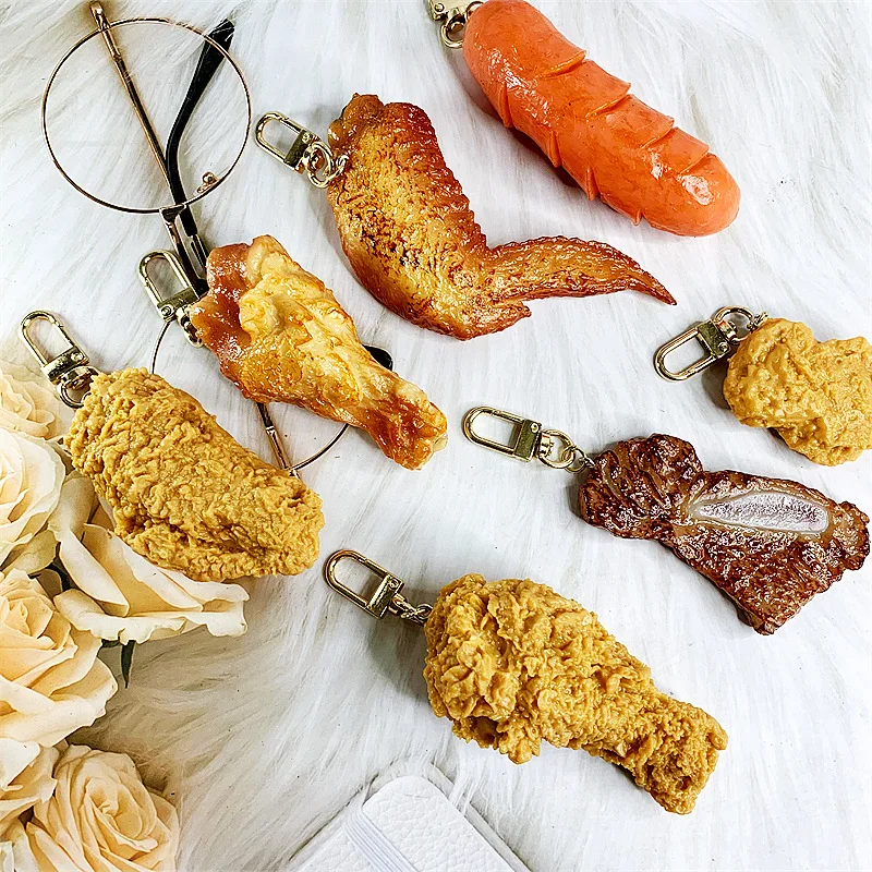 Simulated Fried Chicken Leg Keychain Creative Male Female Personalized Couple Chain Pendant Accessories