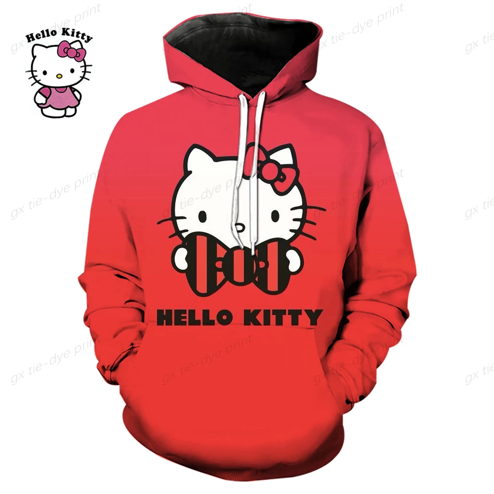 Sanrio Anime Cute Printed Hoodies Women Cartoon Hello Kitty Y2k Korean Students Loose Sweatshirt Fashion Sweet Cardigan Clothing