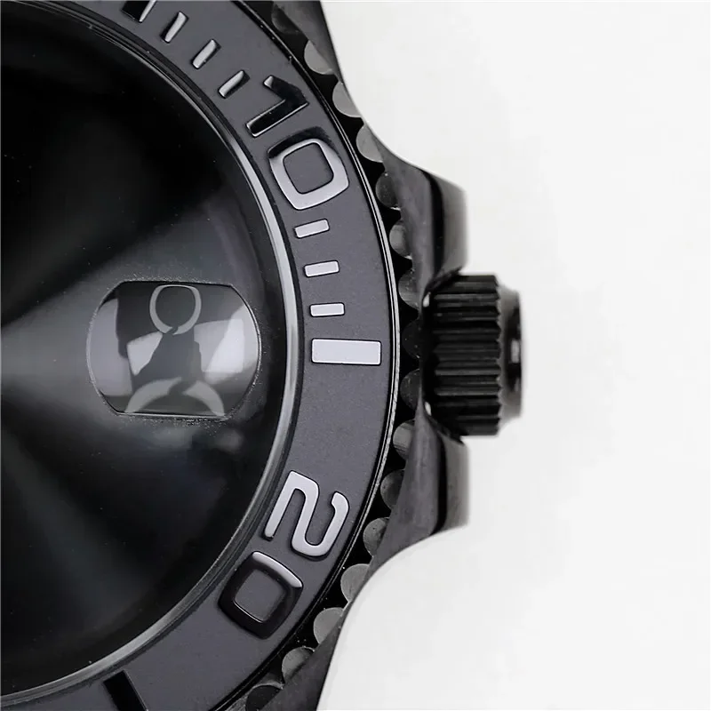 Water Resistant with Sapphire Crystal Black Yacht Design Style watch Case for Automatic Mechanical NH35 Nh36 Movement Watch Case image 3