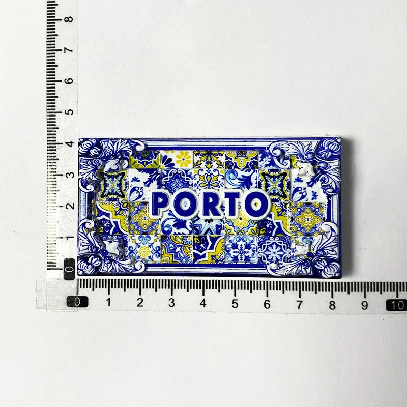 Portugal Porto tourism souvenir, 3D artificial ceramic tile refrigerator magnet, printed creative home kitchen decoration gift