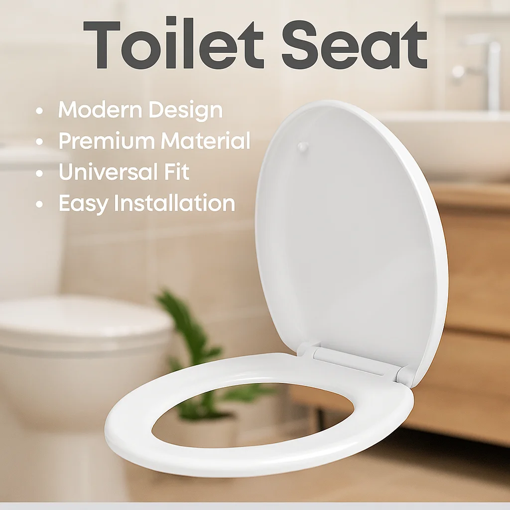 

Durable Plastic Toilet Lid, Universal Replacement Toilet Seat, Easy Install for Home Bathroom Toilets