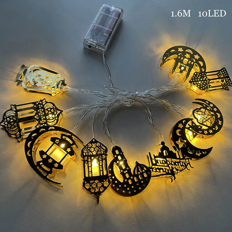 EID Mubarak Moon Star LED String Lights Battery Operated Ramadan Kareem Decoration for Home Islam Muslim Festival Party Supplies