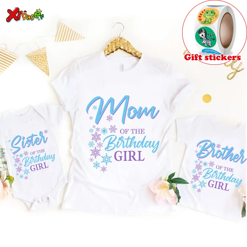 Birthday Girl T Shirt Custom Name Family Matching Outfits for Girls T Shirt Party Clothes T Shirt Give Away Children's Stickers