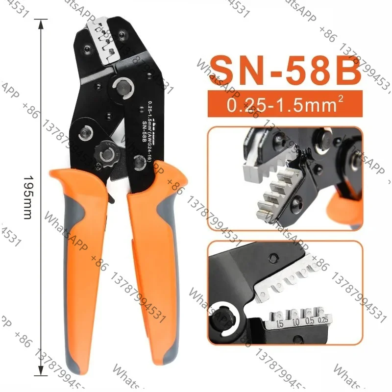 SN-58b 6.3/ 4.8/2.8 plug spring crimping tool ratchet terminal 0.25-1.5mm crimping tool cold-pressing bare terminal clamp