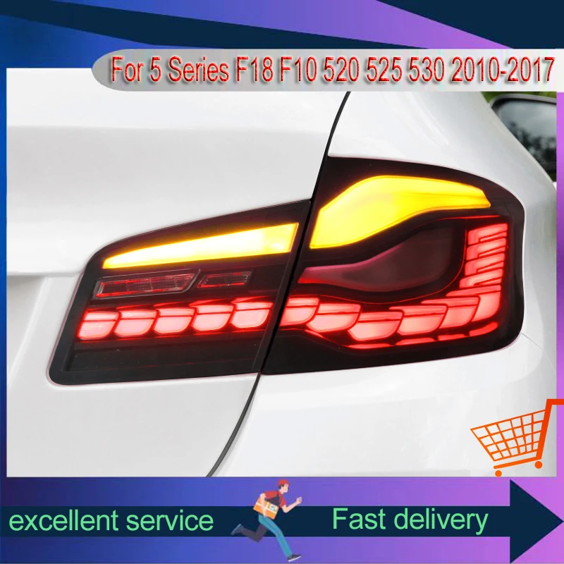 Taillight For BMW 5 Series F18 F10 520 525 530 2010-2017 Rear Lamp Assembly Refit Dragon Scale LED Dynamic Turn Signal Light