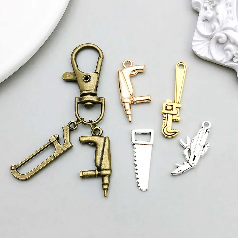 100 قطعة/الوحدة أنماط مختلطة أدوات سبيكة سحر أدوات عيد الأب والهدايا قلادة DIY بها بنفسك مفتاح سلسلة اليدوية مجوهرات اكسسوارات #3