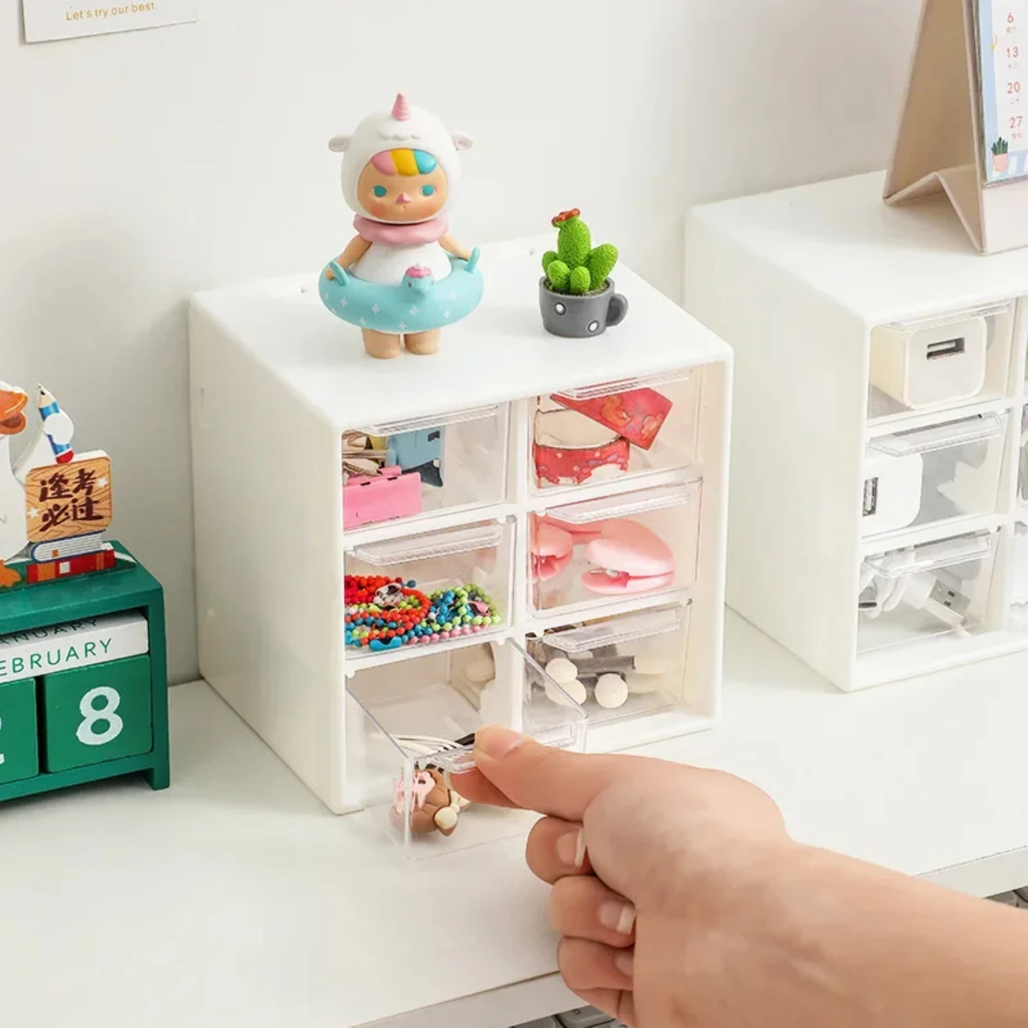 Transparent Small Grid Desktop Drawer Organizer with Partitioned Boxes - Wall-mounted Student Desk Sundries Box - 6/9 Grid Coins