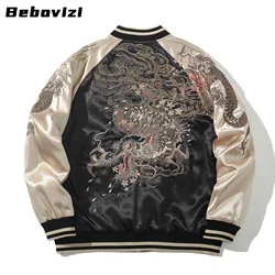 High Quality Autumn Dragon Embroidered Jacket Japanese Style Men's Baseball Uniform Streetwear Harajuku Casual Couple Clothing