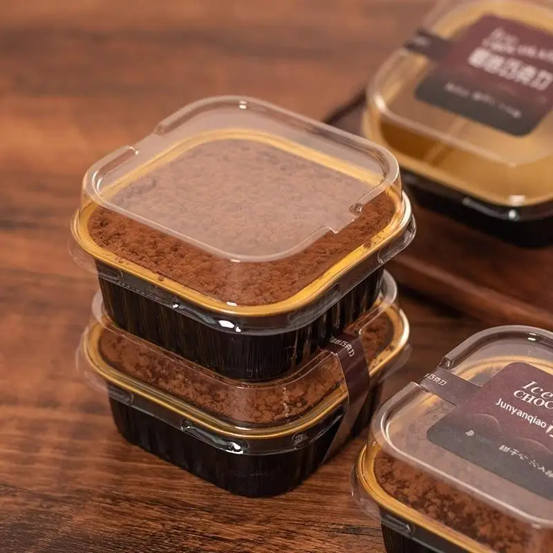 Square Food Grade Dessert Boxes with Clear Lids 10/20/50Pcs Stackable Container for Mousse Cake Birthday Party Favor