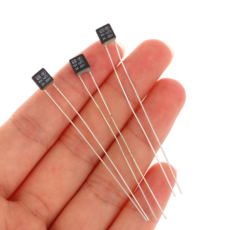 「5PCS 105 120 145 Degree Temperature Switches LED Fues Black Square Fan Motor 2A 250V Thermal Fuse」