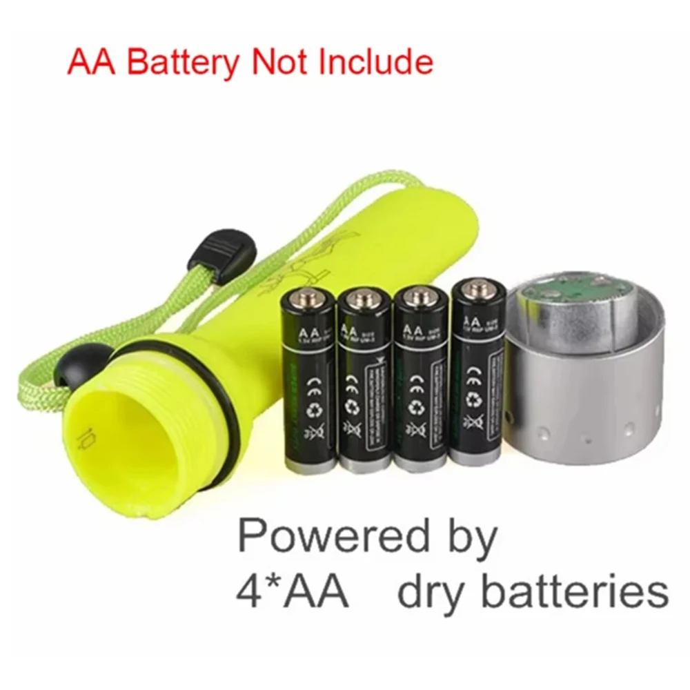Colorful LED Diving Flashlight Waterproof Strong Light Underwater Rechargeable Flashlight For Diving Outdoor Emergency Home Use