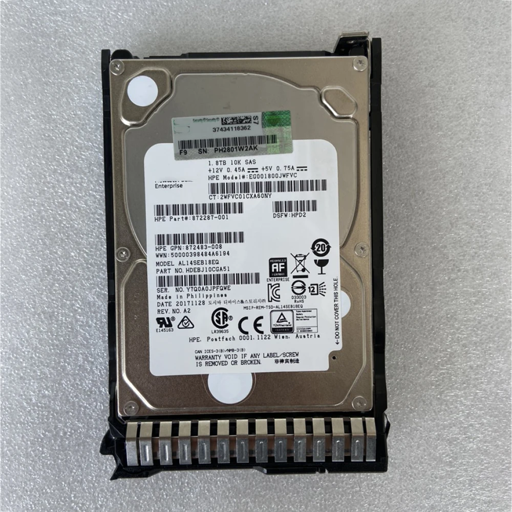 1.8TB For HPE 1.8T SAS 10K 2.5" 872481-B21 872738-001 Server Hard Disk