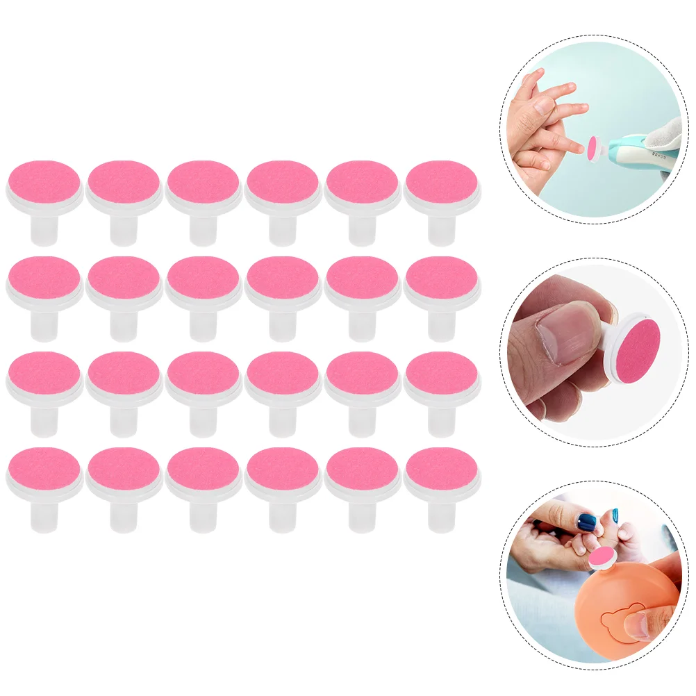 24 Pcs Nail Polisher Replacement Head Metallic Electric Trimmer Pads for Baby Grinding Heads File Buffer Plastic Infant Toddler