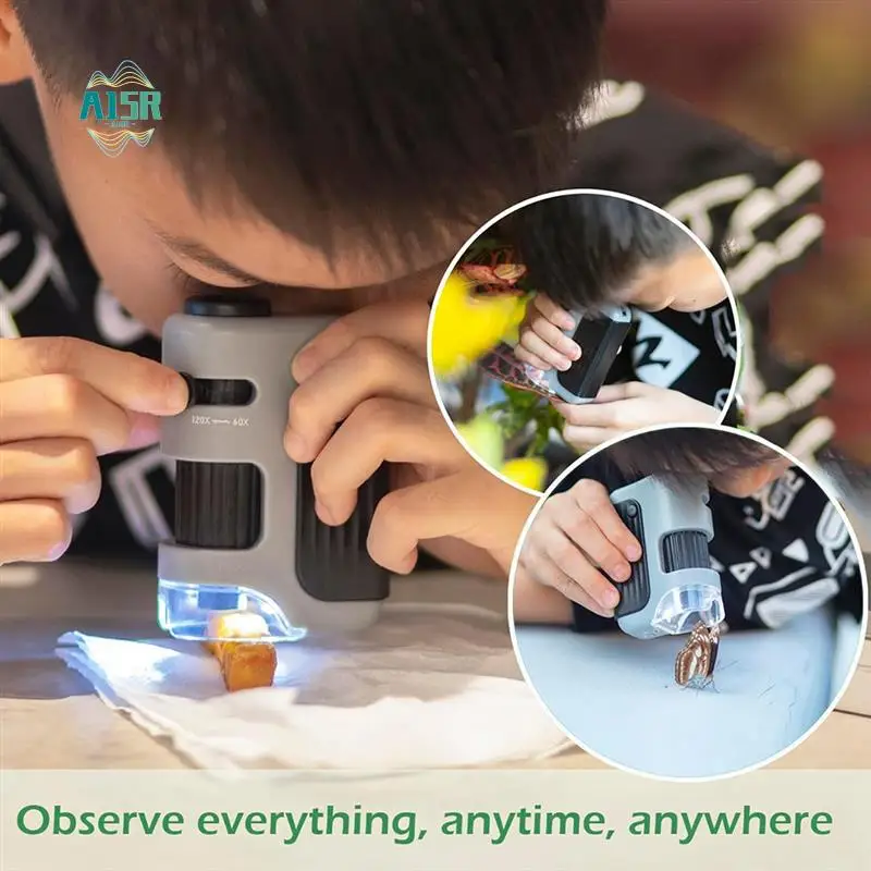 

A15R -60-120X Microscope Outdoor Handheld Zoom Microscope Non Spherical Optical Lens Equipped With LED Lights And UV Lights A