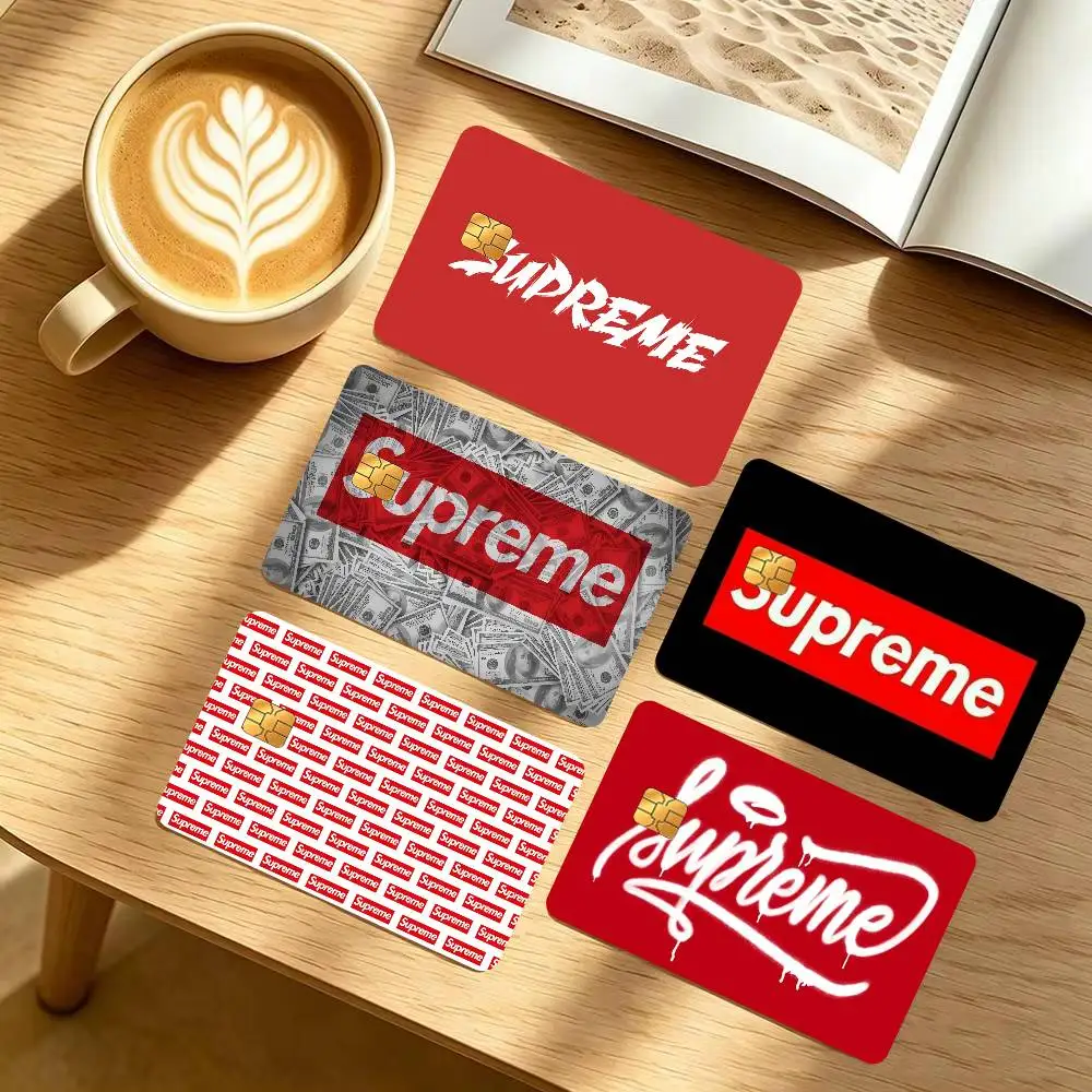 LOGO S-U-P-R-eM-e Aesthetic   100% Hot Sale Amine Credit Debit Bank Card Bus Card Film Skin Sticker 1 set of 4 pcs