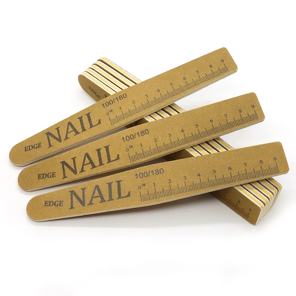 2PCS Double Side Trimed Nail Files 80/80 100/180 180/240 Nail Shine Polishing File Reusable Washable Nails Tools For Home Salon