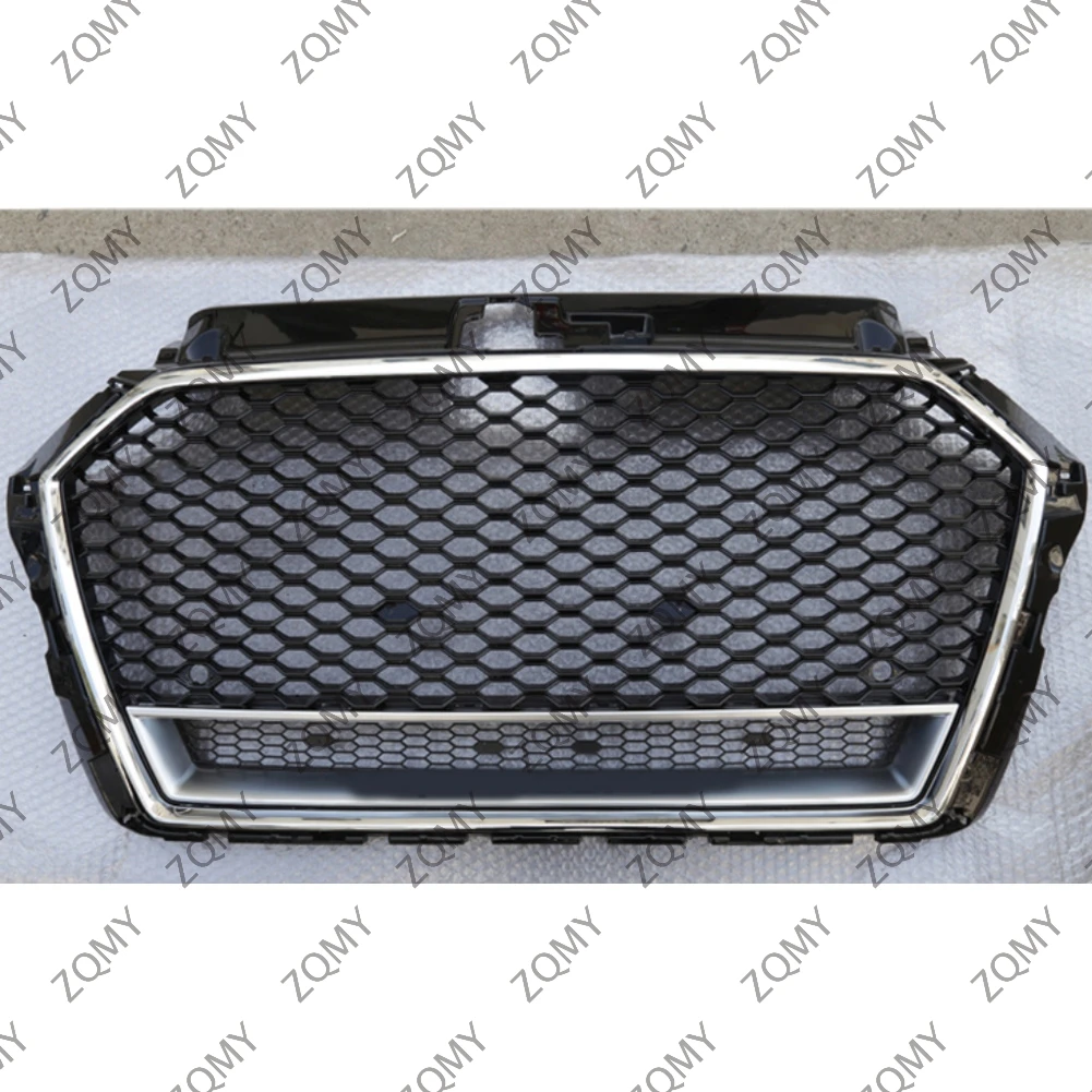 

With/Logo For Audi A3/A3L/S3 2017 2018 2019 2020 Car Front Bumper Grille Centre Panel Styling Upper Grill (Modify RS3 style)