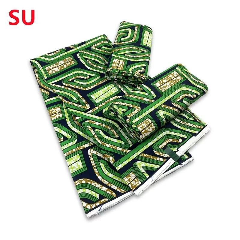 結婚披露宴用のアフリカのワックス生地,本物のワックス素材,緑色,綿100%,6ヤード,100% 高品質