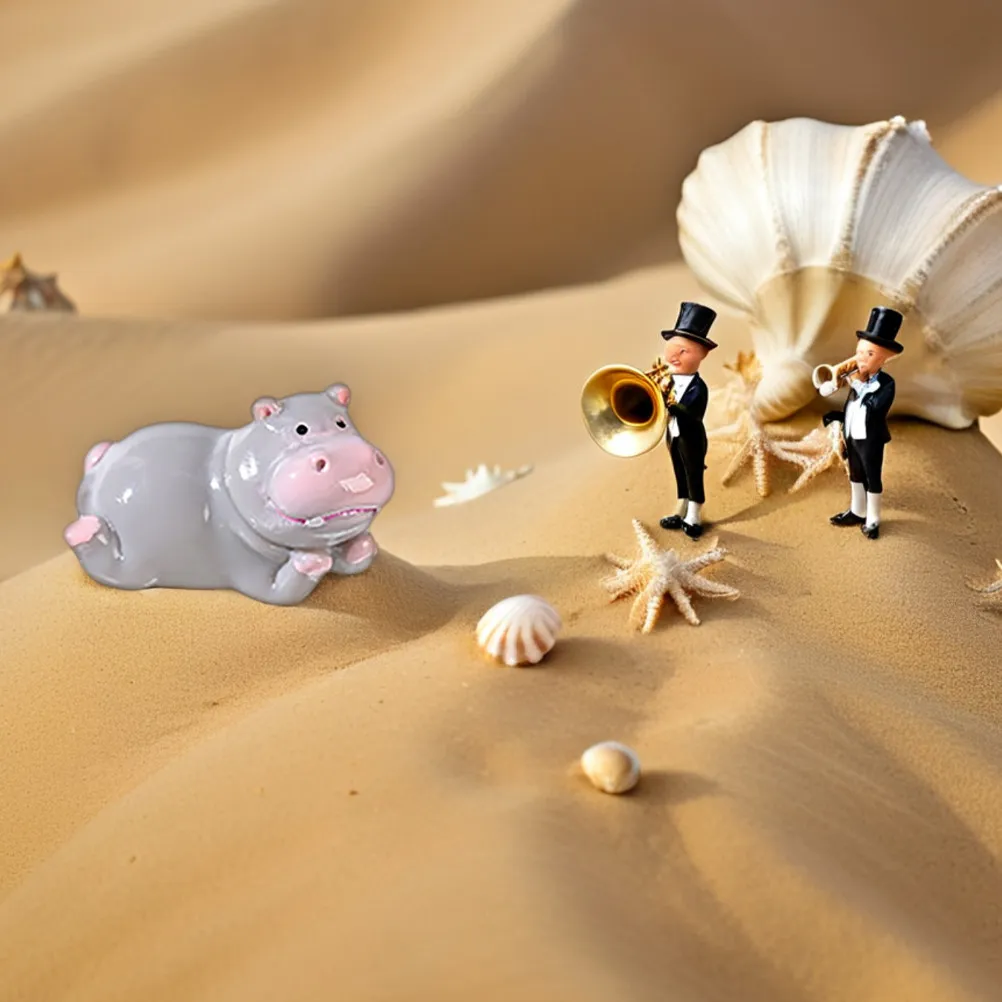 

12Pcs Adorable Resin Hippo Miniature Ornaments Cute Tiny Hippo Sculptures for Desk Bedside Table Cake Decorations DIY Mini