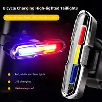 USB Rechargable Bicycle Light Led Blue Red Dual Color Temperture Waterproof Cycling Taillight Bike Light with Memory Function