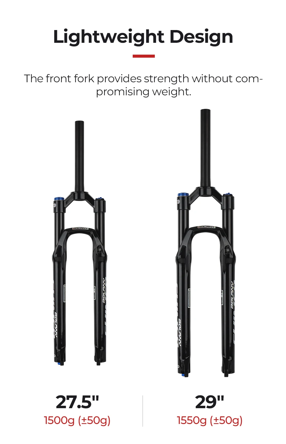 BOLANY MTB Luftgabel 26 27,5 29 Zoll 120 mm Federweg-Luftölfederung 9 x 100 mm QR Leichte Fahrradgabel R29 Fahrradzubehör Teil – Detail 6