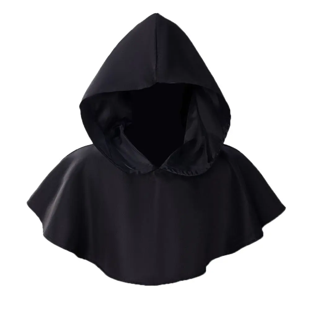 Cool Solid Color Halloween Hooded Hat Stretchy Multipurpose Halloween Death Cloak Arab Wrap Coat Medieval Cape Party Club