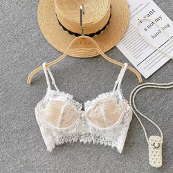 Sexy Lace Crop Top Off Shoulder Tube Top Chic Straps Camis Slim Korean Tanks Top Corset Backless Sleeveless Crop Summer Women