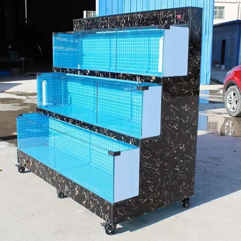 custom.Custom Black Rectangle Fish Lobster Live Seafood Aquariums Restaurants Supermarkets Three Layers Outdoor Use
